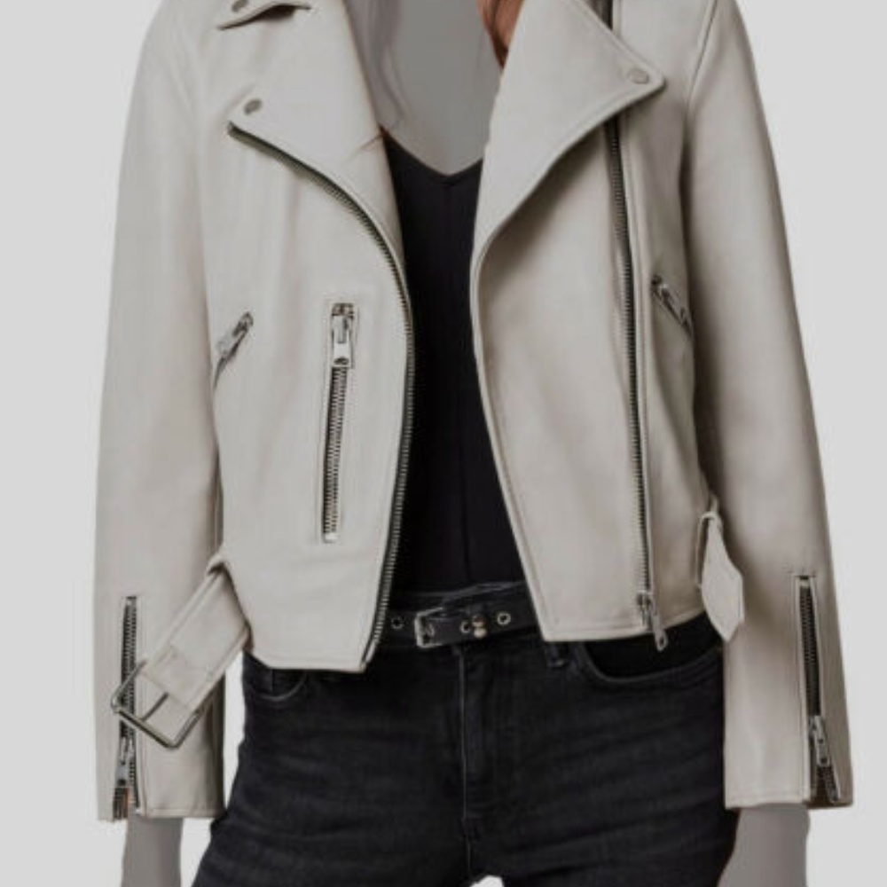 All Saints Cream Leather Jacket US SIZE 2